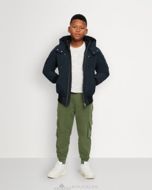 Kids' Moose Knuckles Original Bomber Bomber Jackets Navy | 81704OKNS