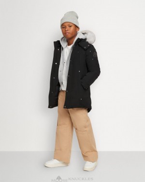 Kids' Moose Knuckles Original Parka Shearling Parkas Black / Natural Shearling | 21967TAEF