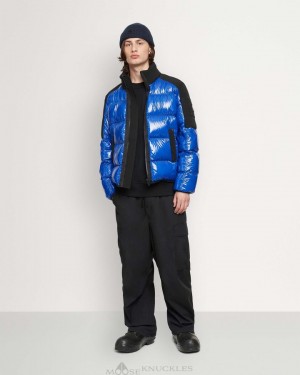 Men Moose Knuckles Dugald Puffer Jackets Cobalt / Black | IW0378194