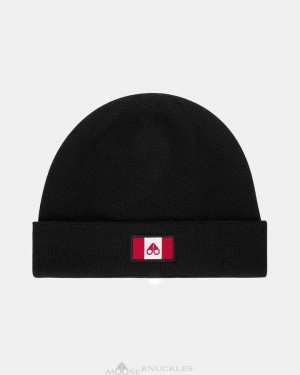 Men Moose Knuckles Ferris Beanie Hat Black | JH8156247