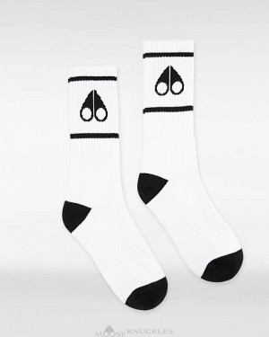 Men Moose Knuckles Logo Icon Socks Socks White / Black | IO2407913