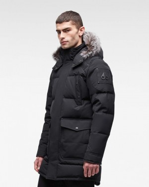 Men Moose Knuckles Onyx Big Ridge Parka Parkas Black / Frost Fox Fur | IK3068415