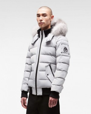 Men Moose Knuckles Onyx Scotchtown Bomber Bomber Jackets Gray Birch / Frost Fox Fur | QK0325179