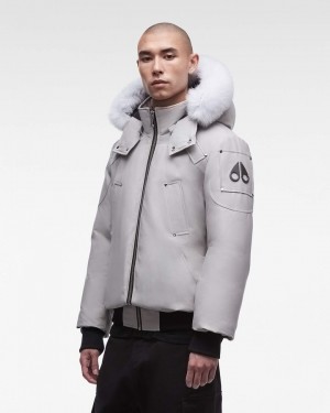 Men Moose Knuckles Original Ballistic Bomber Fur Bomber Jackets Storm Grey / Natural Fox Fur | DK0137954