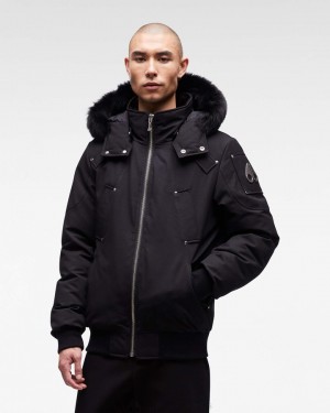 Men Moose Knuckles Original Ballistic Bomber Fur Bomber Jackets Black / Black Fox Fur | NS3751069