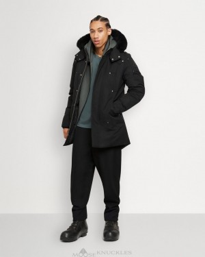 Men Moose Knuckles Original Stirling Parka Shearling Parkas Black / Black Shearling | ZX4801267