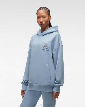 Women Moose Knuckles Brooklyn Hoodie Sweatshirts Windy Blue | JP7608921