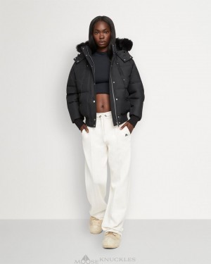 Women Moose Knuckles Cloud Bomber Shearling Bomber Jackets Black / Black Shearling | YZ8203964