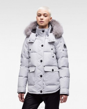 Women Moose Knuckles Onyx Anguille Jacket Jackets Gray Birch / Frost Fox Fur | PJ3054217