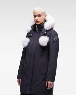 Women Moose Knuckles Original Stirling Parka Fur Parkas Navy / Natural Fox Fur | WS5098342