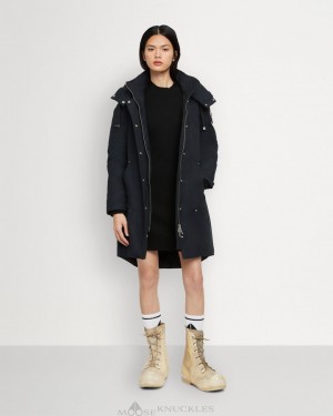 Women Moose Knuckles Original Stirling Parka Parkas Navy / Black Shearling | HA9527403