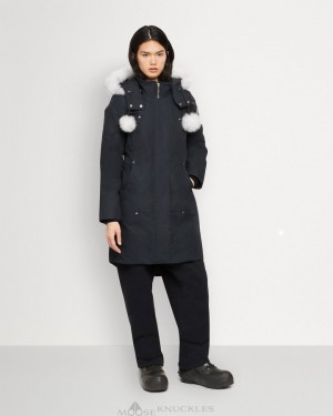 Women Moose Knuckles Original Stirling Parka Shearling Parkas Navy / Natural Shearling | NS5342768