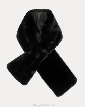 Women Moose Knuckles Sackett Scarf Scarves Black | DL3678194