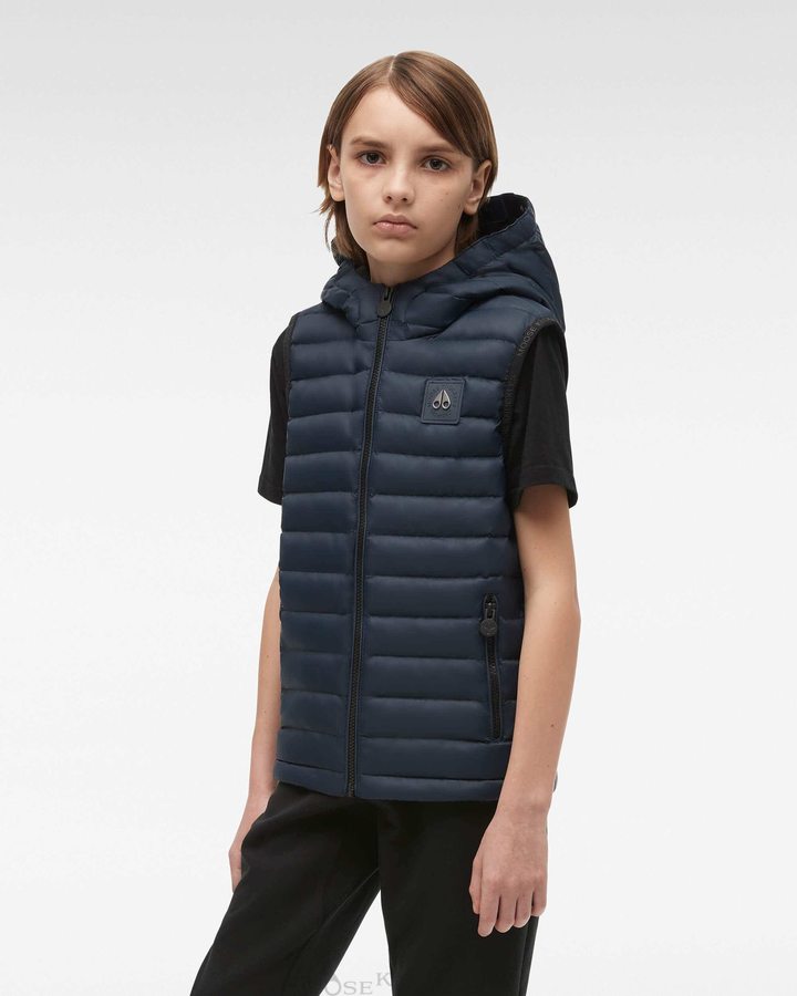 Kids' Moose Knuckles Air Down Vest Vest Navy | OR9470126