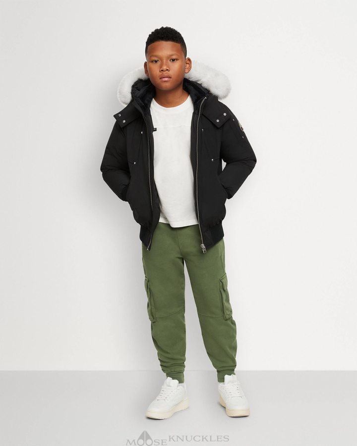 Kids' Moose Knuckles Bomber Shearling Bomber Jackets Black / Natural Shearling | ZQ2718064