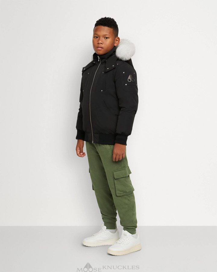 Kids' Moose Knuckles Bomber Shearling Bomber Jackets Black / Natural Shearling | ZQ2718064