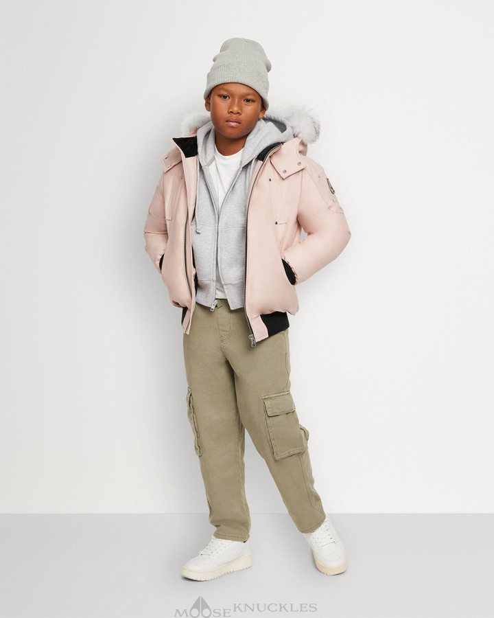 Kids' Moose Knuckles Bomber Shearling Bomber Jackets Dusty Rose / Natural Shearling | LQ4956728