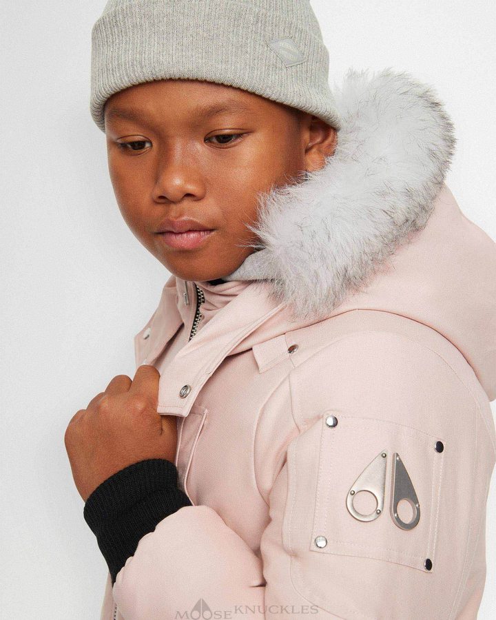 Kids' Moose Knuckles Bomber Shearling Bomber Jackets Dusty Rose / Natural Shearling | LQ4956728