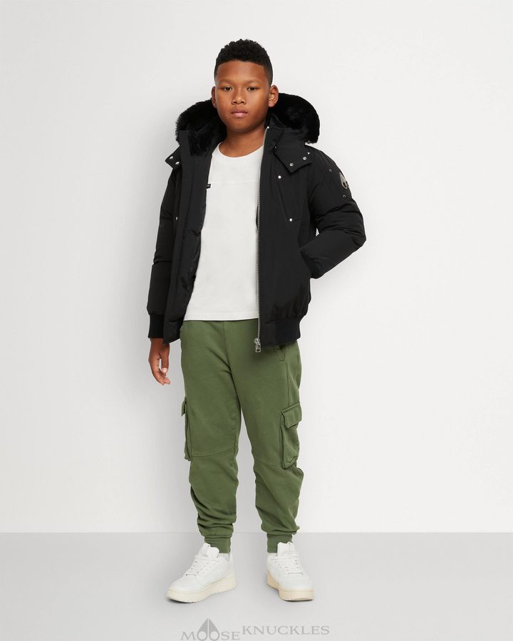 Kids' Moose Knuckles Bomber Shearling Bomber Jackets Black / Black Shearling | DV9183064