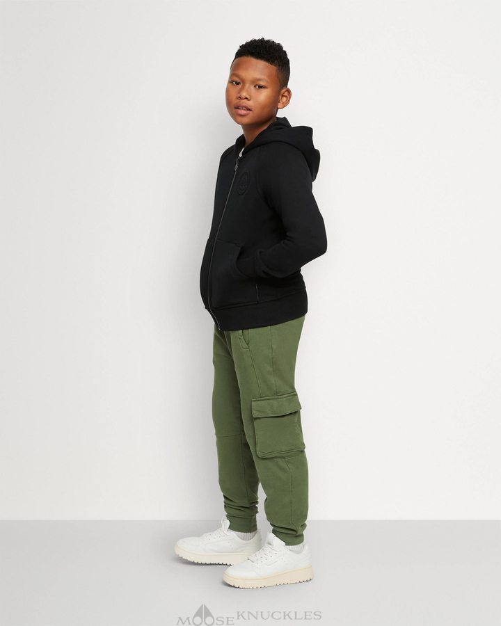 Kids' Moose Knuckles Kennedy Zip Hoodie Hoodie Black | CW4613570