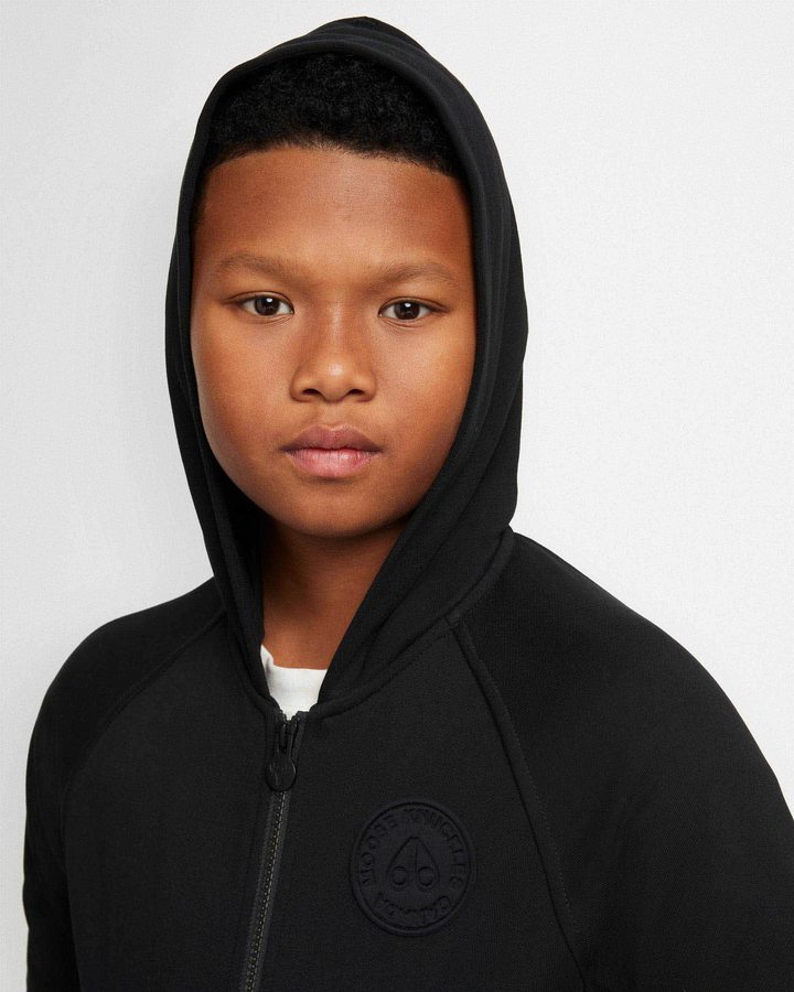 Kids' Moose Knuckles Kennedy Zip Hoodie Hoodie Black | CW4613570