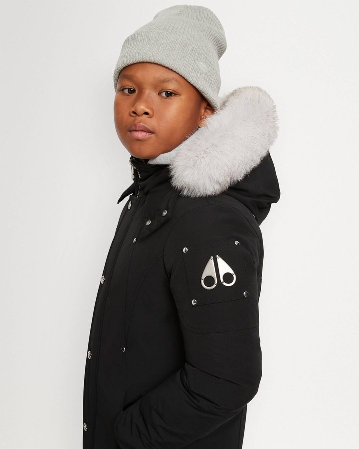 Kids' Moose Knuckles Original Parka Shearling Parkas Black / Natural Shearling | 21967TAEF