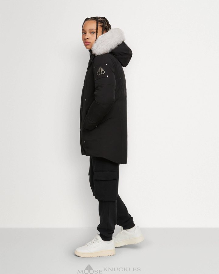 Kids' Moose Knuckles Original Parka Shearling Parkas Black / Natural Shearling | 21967TAEF