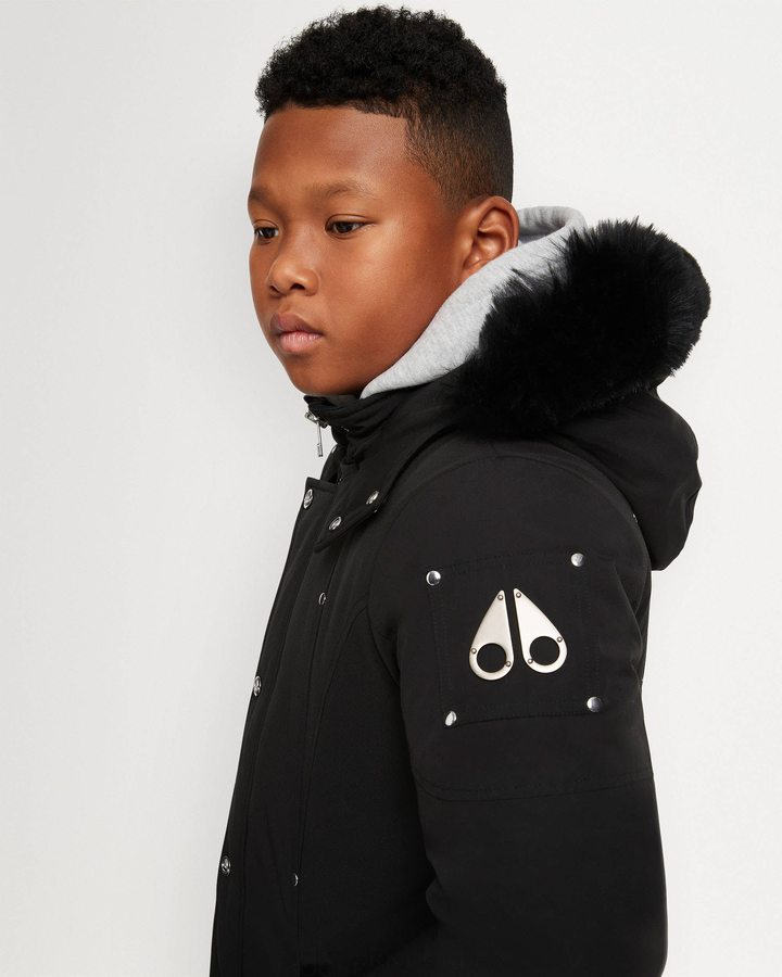 Kids' Moose Knuckles Original Parka Shearling Parkas Black / Black Shearling | 01548FDRE