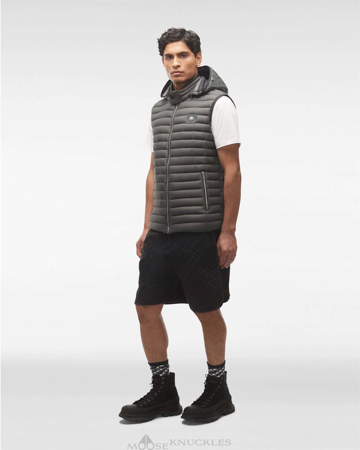 Men Moose Knuckles Air Down Vest Vests Kendall Grey | FI3985740