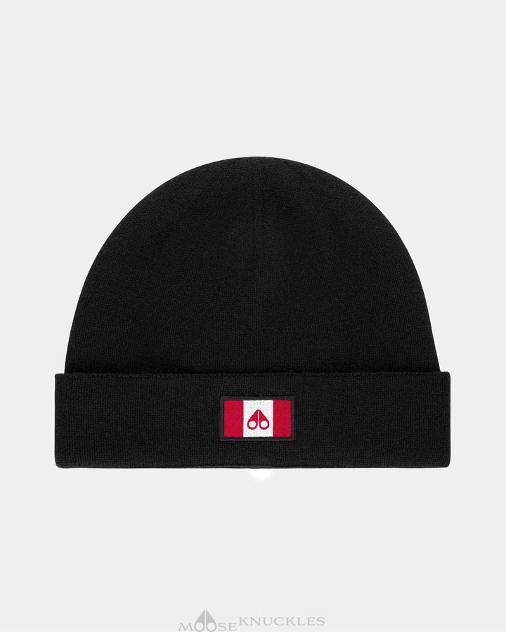 Men Moose Knuckles Ferris Beanie Hat Black | JH8156247