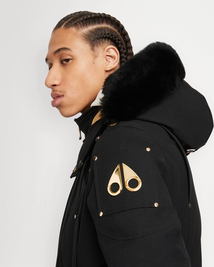 Men Moose Knuckles Gold Stirling Parka Neoshear Parkas Black / Black Shearling | NM9164075