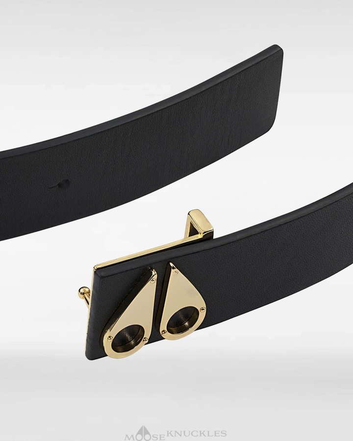 Men Moose Knuckles Logo Icon Belt Belts Gold | FB7549328