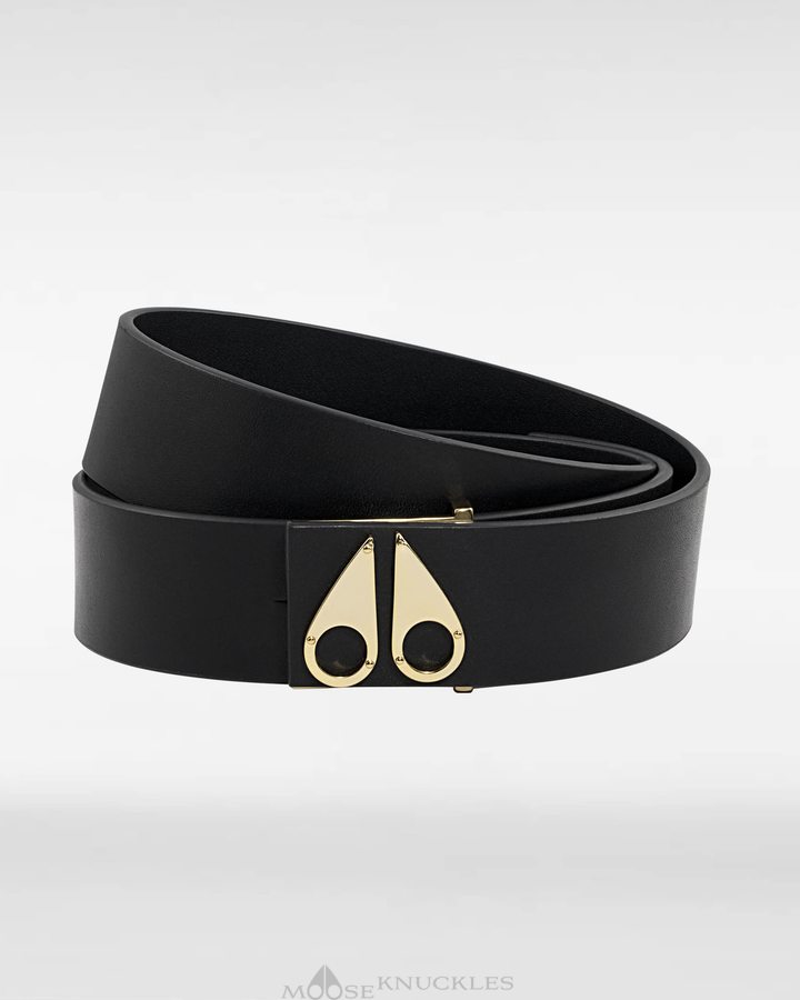 Men Moose Knuckles Logo Icon Belt Belts Gold | FB7549328