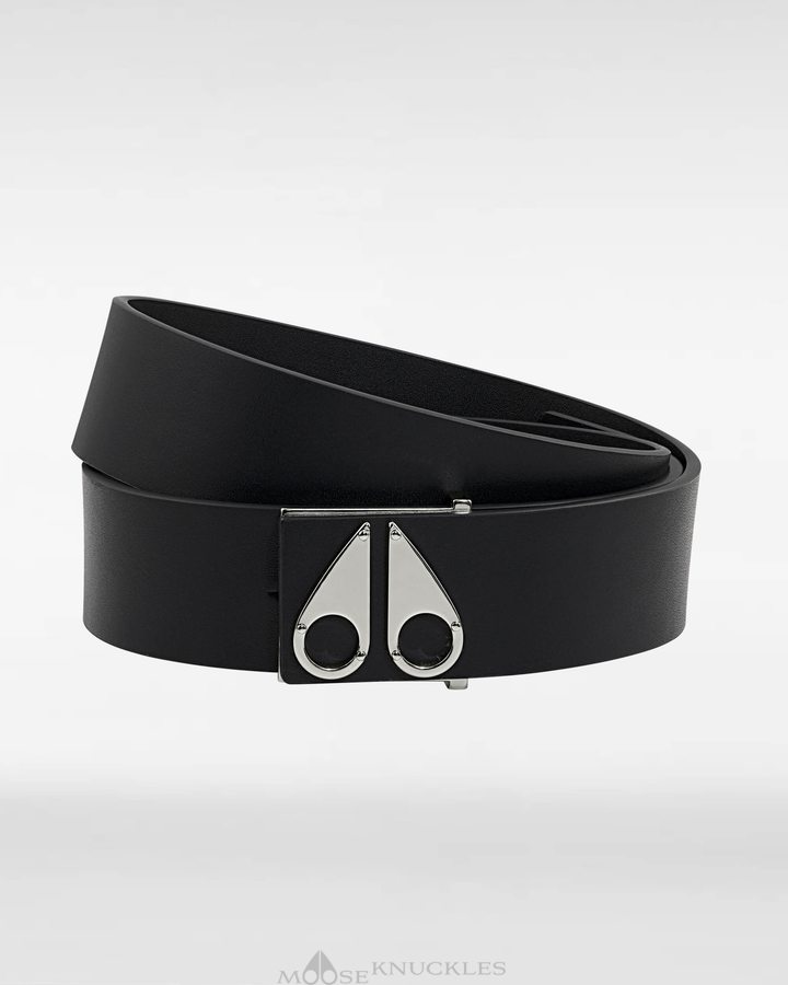 Men Moose Knuckles Logo Icon Belt Belts Silver | VI6290485