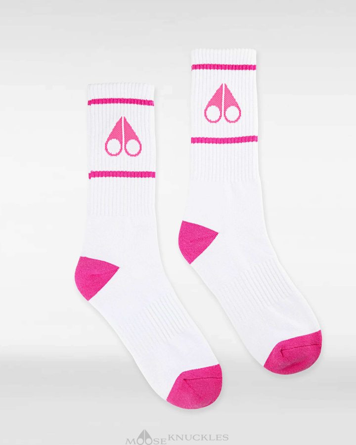 Men Moose Knuckles Logo Icon Socks Socks White / Fashion Pink | XQ2319486