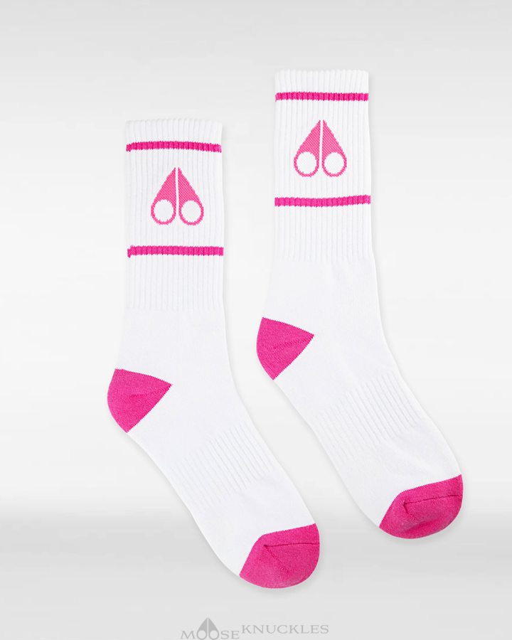 Men Moose Knuckles Logo Icon Socks Socks White / Fashion Pink | XQ2319486