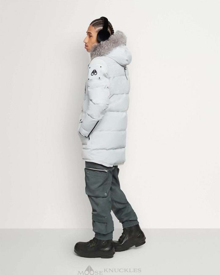 Men Moose Knuckles Onyx Big Ridge Parka Shearling Parkas Grey Birch / Frost Neoshear | LY0895147