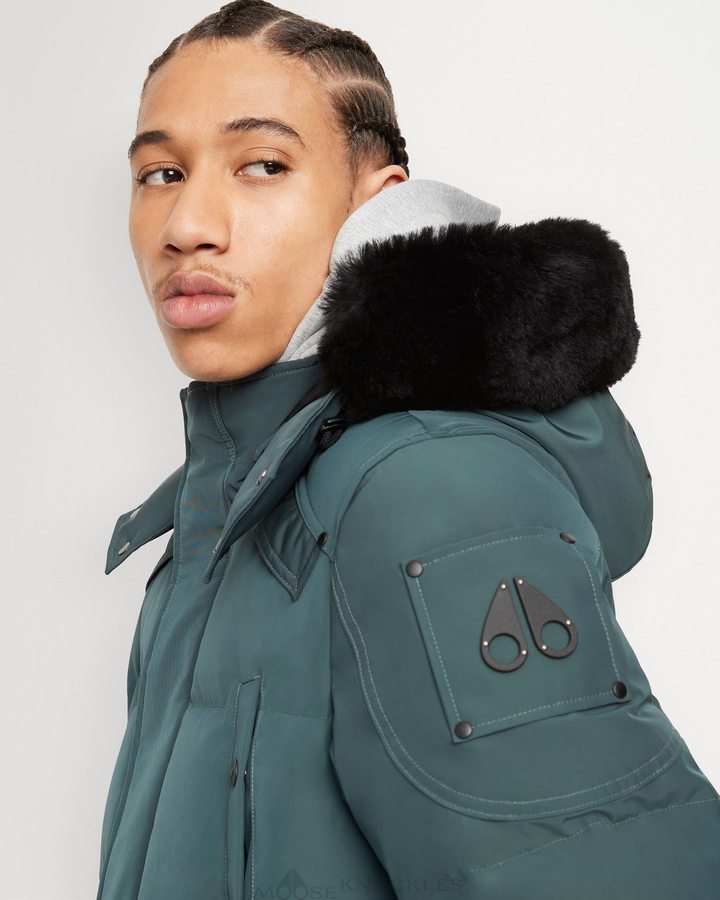 Men Moose Knuckles Onyx Big Ridge Parka Shearling Parkas Forest Hill / Black Shearling | YF1974623