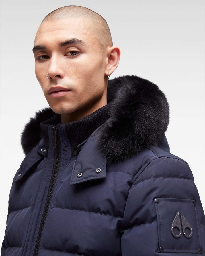 Men Moose Knuckles Onyx Scotchtown Bomber Bomber Jackets True Navy / Black Fox Fur | GE0795216