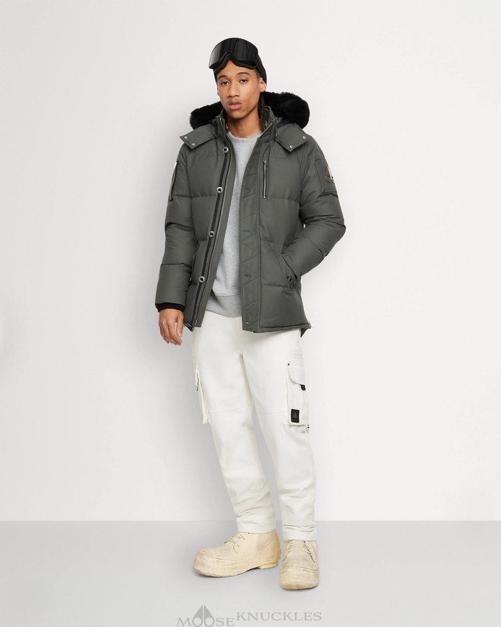 Men Moose Knuckles Original 3q Jacket Shearling Jackets Forest Hill / Black Shearling | AX4701936