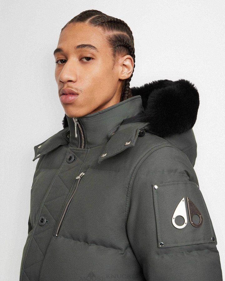 Men Moose Knuckles Original 3q Jacket Shearling Jackets Forest Hill / Black Shearling | AX4701936