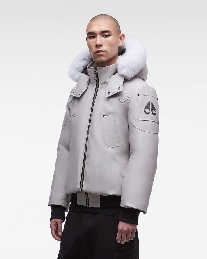 Men Moose Knuckles Original Ballistic Bomber Fur Bomber Jackets Storm Grey / Natural Fox Fur | DK0137954