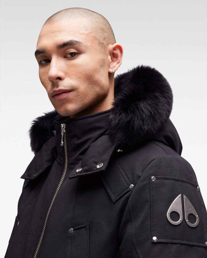 Men Moose Knuckles Original Ballistic Bomber Fur Bomber Jackets Black / Black Fox Fur | NS3751069