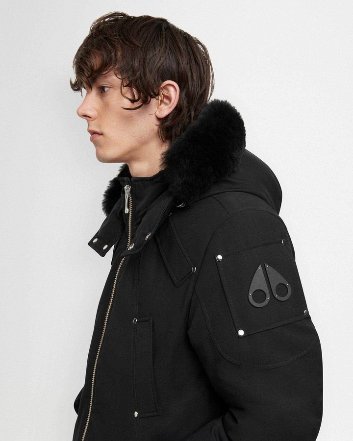 Men Moose Knuckles Original Ballistic Bomber Shearling Bomber Jackets Black / Black Shearling | TP5927381