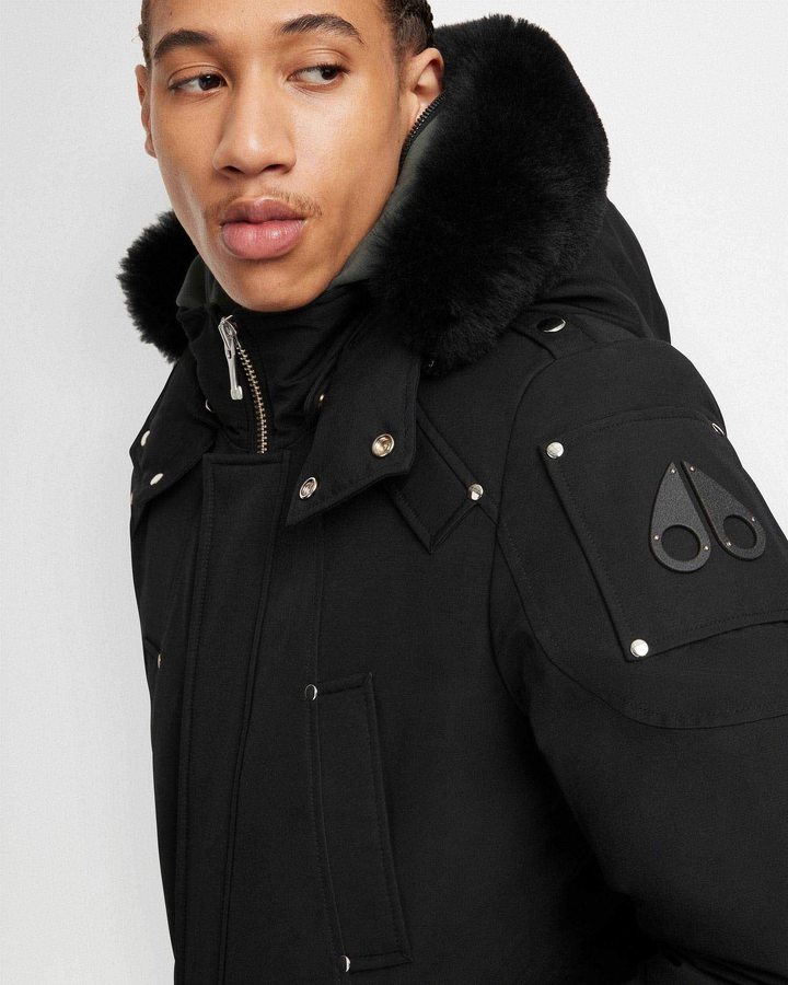 Men Moose Knuckles Original Stirling Parka Shearling Parkas Black / Black Shearling | ZX4801267