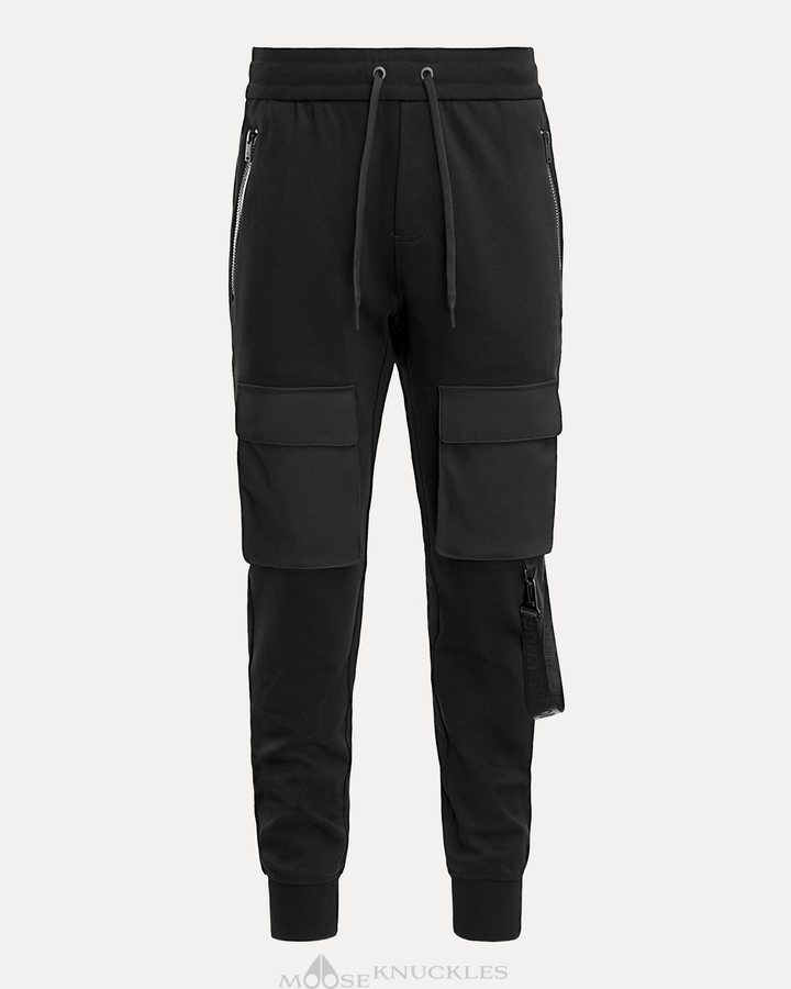 Men Moose Knuckles Perido Cargo Jogger Trousers Black | DC4819765