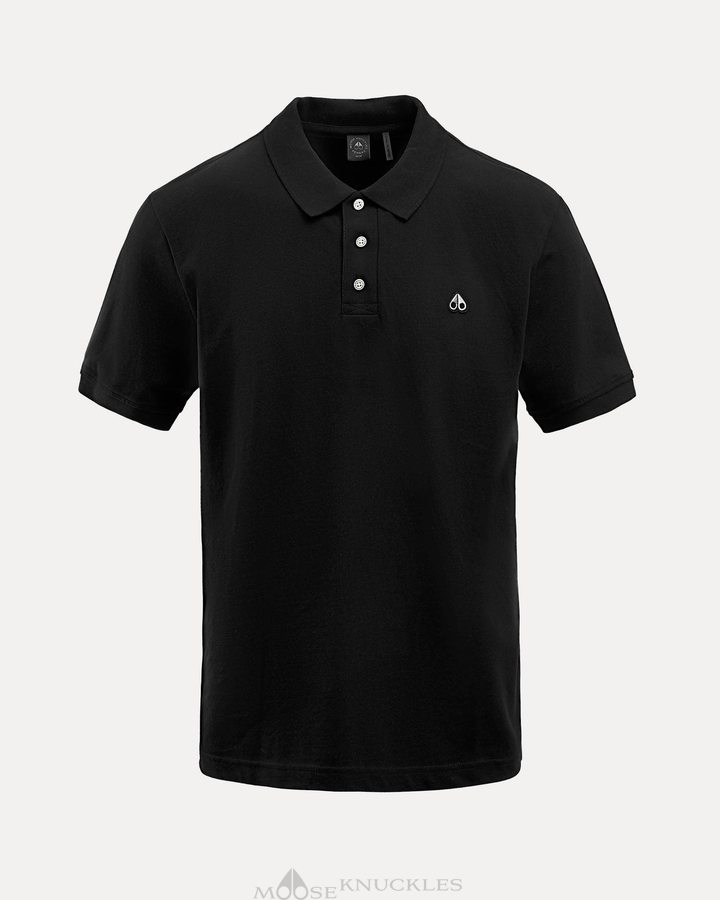 Men Moose Knuckles Pique Polo Tees Black | QL2738159