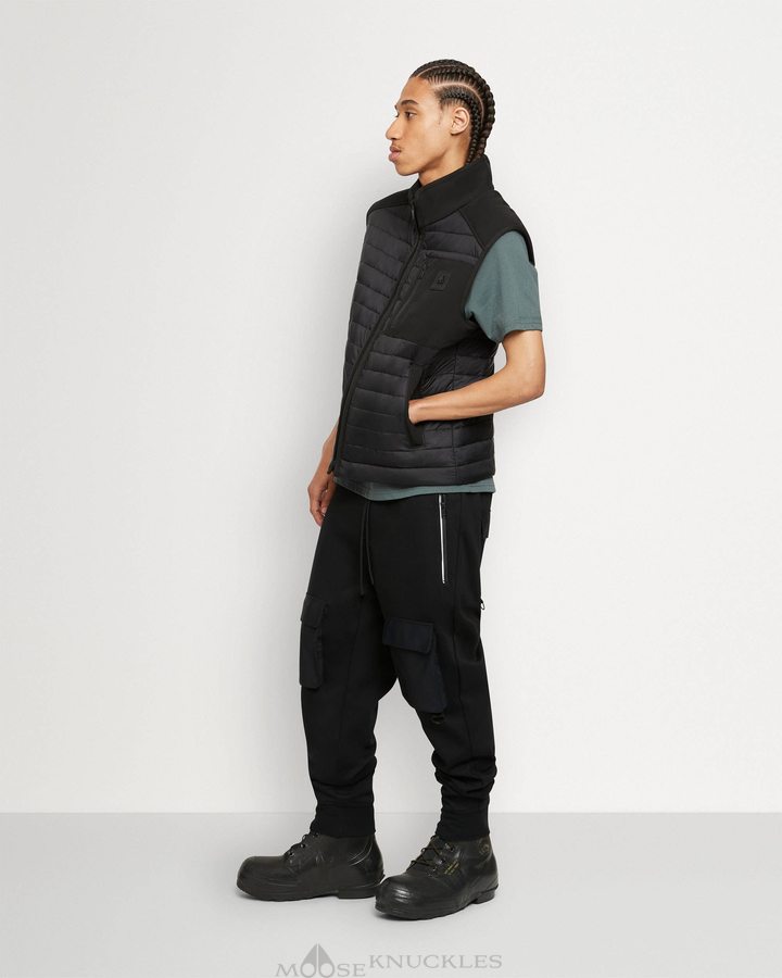 Men Moose Knuckles Sherwood Vest Vests Black / Shiny Black | GO7129635