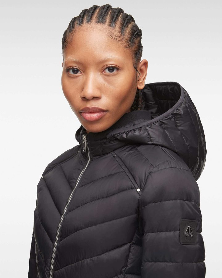 Women Moose Knuckles Air Down Parka Parkas Black | SZ9574028