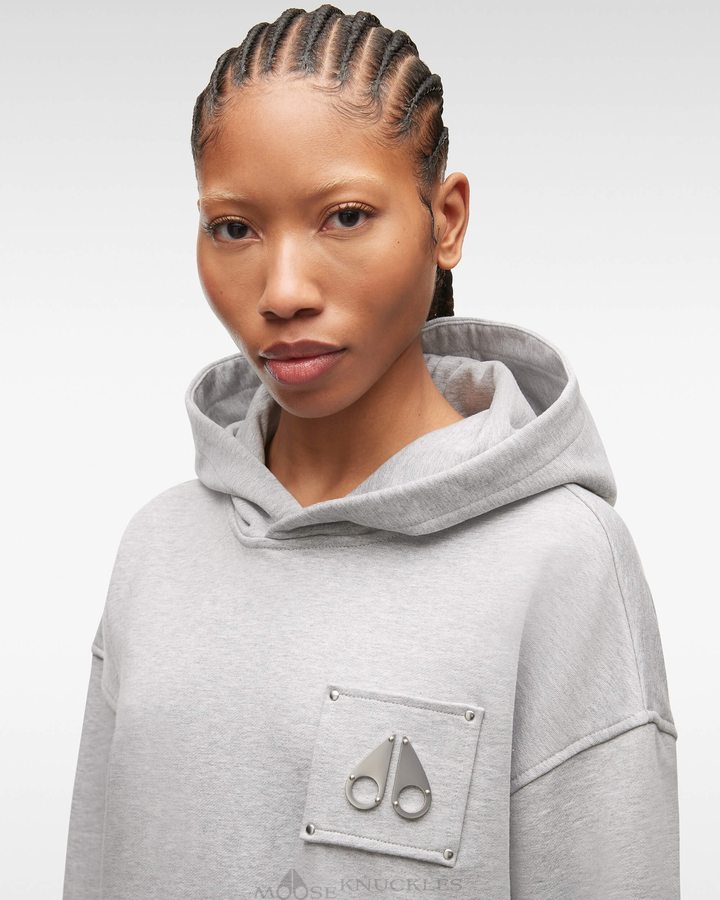 Women Moose Knuckles Brooklyn Hoodie Sweatshirts Grey Melange | LH8095413